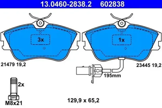 Bremsbelagsatz, Scheibenbremse ATE 13.0460-2838.2 Bild Bremsbelagsatz, Scheibenbremse ATE 13.0460-2838.2