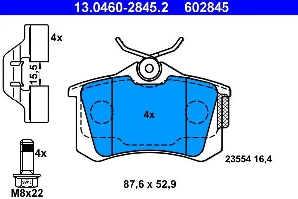 Bremsbelagsatz, Scheibenbremse ATE 13.0460-2845.2