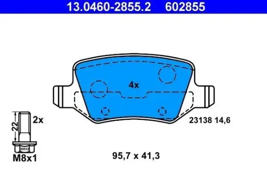 Bremsbelagsatz, Scheibenbremse ATE 13.0460-2855.2 Bild Bremsbelagsatz, Scheibenbremse ATE 13.0460-2855.2