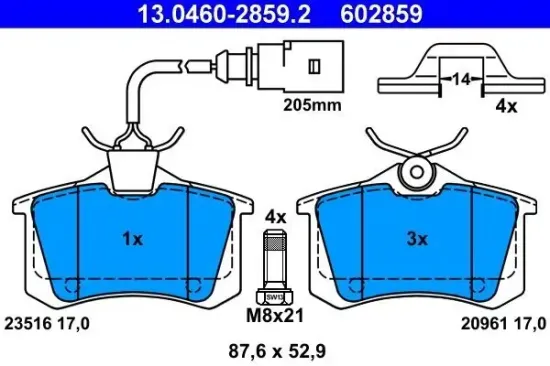 Bremsbelagsatz, Scheibenbremse ATE 13.0460-2859.2 Bild Bremsbelagsatz, Scheibenbremse ATE 13.0460-2859.2