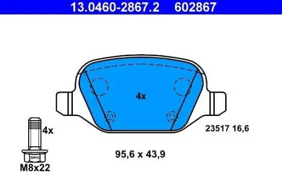 Bremsbelagsatz, Scheibenbremse ATE 13.0460-2867.2 Bild Bremsbelagsatz, Scheibenbremse ATE 13.0460-2867.2