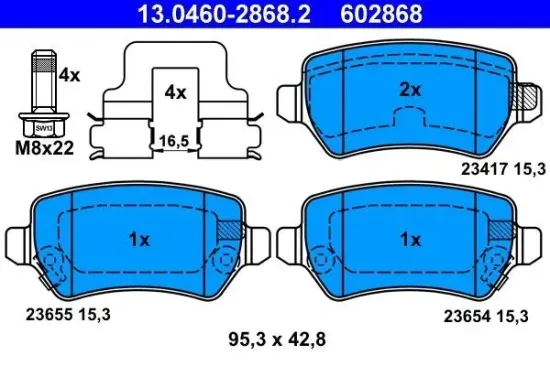 Bremsbelagsatz, Scheibenbremse ATE 13.0460-2868.2 Bild Bremsbelagsatz, Scheibenbremse ATE 13.0460-2868.2