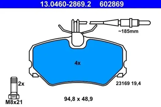 Bremsbelagsatz, Scheibenbremse ATE 13.0460-2869.2 Bild Bremsbelagsatz, Scheibenbremse ATE 13.0460-2869.2