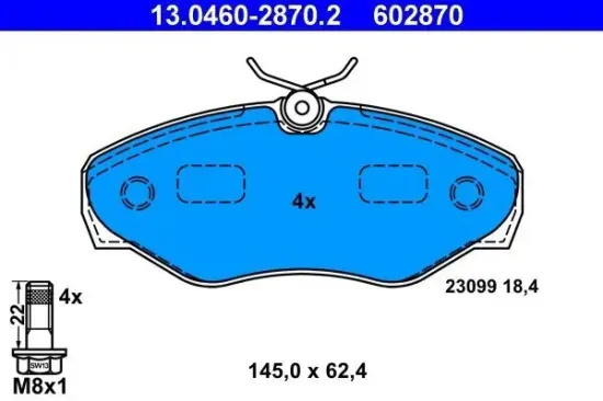 Bremsbelagsatz, Scheibenbremse Vorderachse ATE 13.0460-2870.2 Bild Bremsbelagsatz, Scheibenbremse Vorderachse ATE 13.0460-2870.2