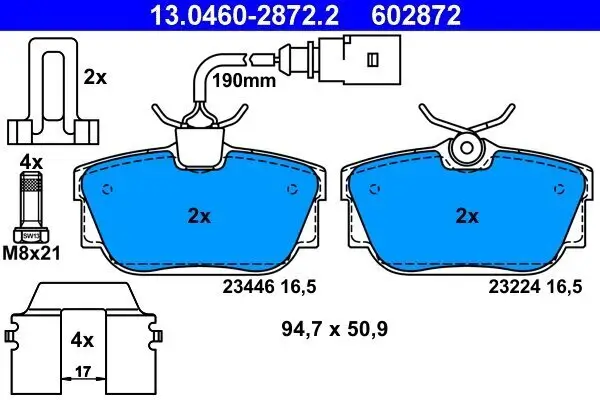 Bremsbelagsatz, Scheibenbremse ATE 13.0460-2872.2 Bild Bremsbelagsatz, Scheibenbremse ATE 13.0460-2872.2