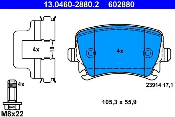 Bremsbelagsatz, Scheibenbremse ATE 13.0460-2880.2