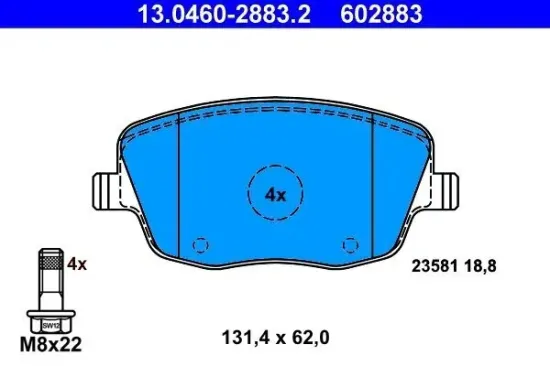 Bremsbelagsatz, Scheibenbremse ATE 13.0460-2883.2 Bild Bremsbelagsatz, Scheibenbremse ATE 13.0460-2883.2