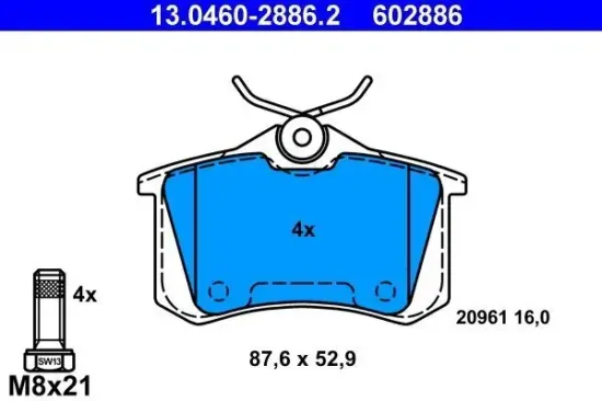 Bremsbelagsatz, Scheibenbremse ATE 13.0460-2886.2 Bild Bremsbelagsatz, Scheibenbremse ATE 13.0460-2886.2