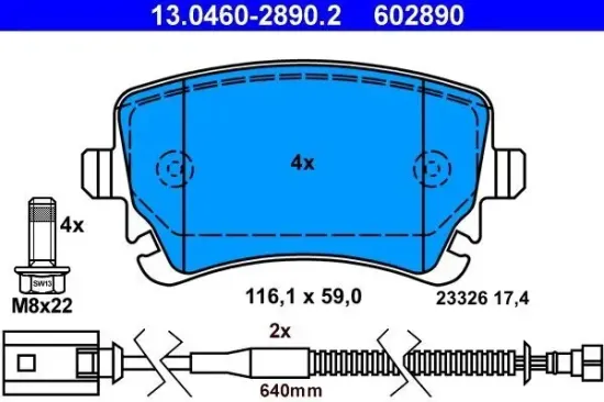 Bremsbelagsatz, Scheibenbremse ATE 13.0460-2890.2 Bild Bremsbelagsatz, Scheibenbremse ATE 13.0460-2890.2