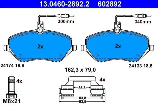 Bremsbelagsatz, Scheibenbremse ATE 13.0460-2892.2 Bild Bremsbelagsatz, Scheibenbremse ATE 13.0460-2892.2