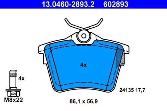 Bremsbelagsatz, Scheibenbremse ATE 13.0460-2893.2 Bild Bremsbelagsatz, Scheibenbremse ATE 13.0460-2893.2