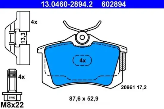 Bremsbelagsatz, Scheibenbremse ATE 13.0460-2894.2 Bild Bremsbelagsatz, Scheibenbremse ATE 13.0460-2894.2