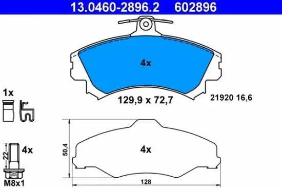 Bremsbelagsatz, Scheibenbremse ATE 13.0460-2896.2 Bild Bremsbelagsatz, Scheibenbremse ATE 13.0460-2896.2