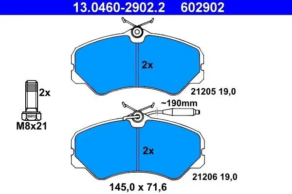 Bremsbelagsatz, Scheibenbremse ATE 13.0460-2902.2