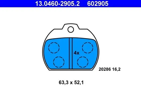 Bremsbelagsatz, Scheibenbremse Vorderachse ATE 13.0460-2905.2