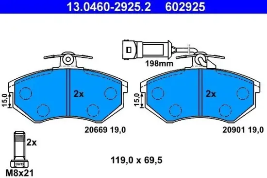 Bremsbelagsatz, Scheibenbremse ATE 13.0460-2925.2 Bild Bremsbelagsatz, Scheibenbremse ATE 13.0460-2925.2