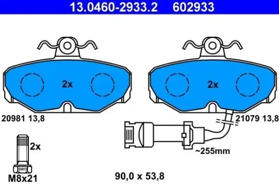 Bremsbelagsatz, Scheibenbremse Hinterachse ATE 13.0460-2933.2 Bild Bremsbelagsatz, Scheibenbremse Hinterachse ATE 13.0460-2933.2