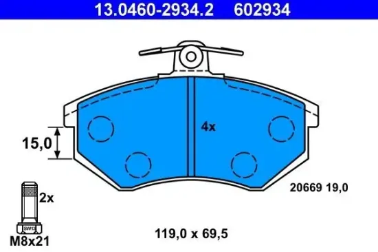 Bremsbelagsatz, Scheibenbremse ATE 13.0460-2934.2 Bild Bremsbelagsatz, Scheibenbremse ATE 13.0460-2934.2