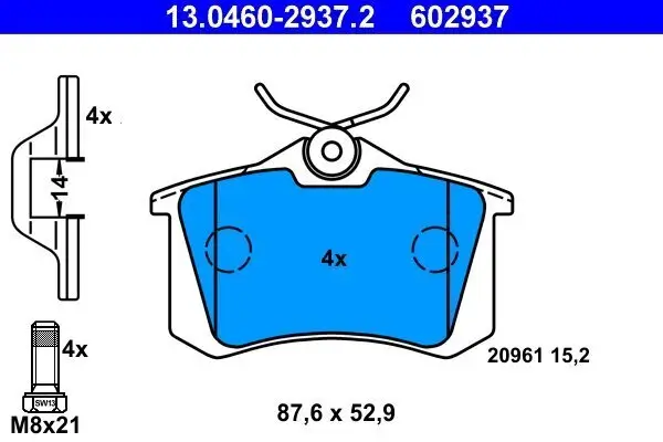 Bremsbelagsatz, Scheibenbremse ATE 13.0460-2937.2