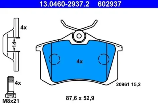 Bremsbelagsatz, Scheibenbremse ATE 13.0460-2937.2 Bild Bremsbelagsatz, Scheibenbremse ATE 13.0460-2937.2