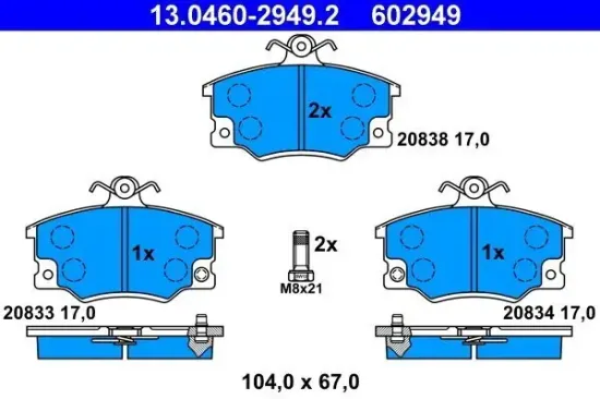 Bremsbelagsatz, Scheibenbremse ATE 13.0460-2949.2 Bild Bremsbelagsatz, Scheibenbremse ATE 13.0460-2949.2