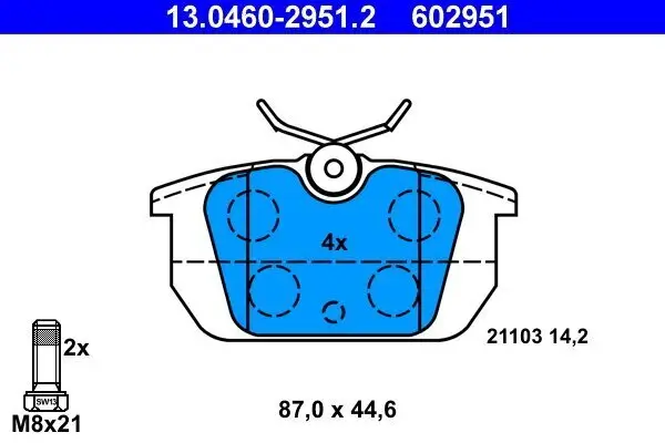 Bremsbelagsatz, Scheibenbremse ATE 13.0460-2951.2