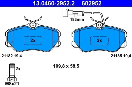 Bremsbelagsatz, Scheibenbremse ATE 13.0460-2952.2 Bild Bremsbelagsatz, Scheibenbremse ATE 13.0460-2952.2