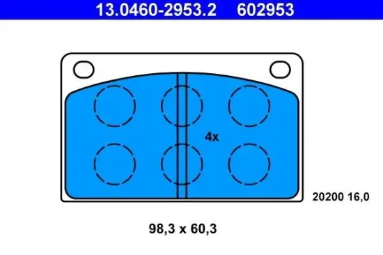 Bremsbelagsatz, Scheibenbremse ATE 13.0460-2953.2 Bild Bremsbelagsatz, Scheibenbremse ATE 13.0460-2953.2