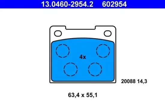 Bremsbelagsatz, Scheibenbremse ATE 13.0460-2954.2 Bild Bremsbelagsatz, Scheibenbremse ATE 13.0460-2954.2