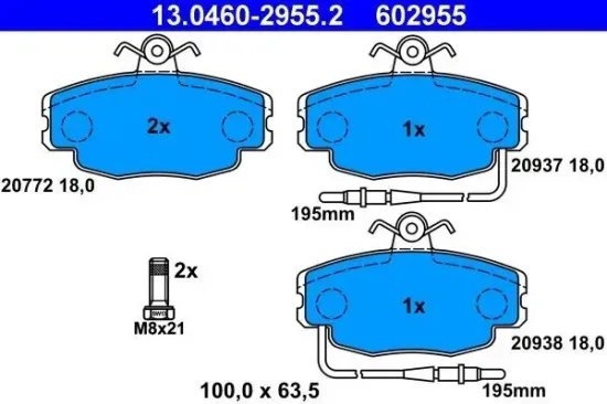 Bremsbelagsatz, Scheibenbremse ATE 13.0460-2955.2 Bild Bremsbelagsatz, Scheibenbremse ATE 13.0460-2955.2