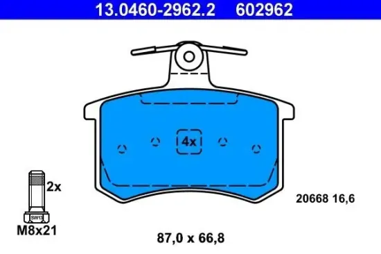 Bremsbelagsatz, Scheibenbremse ATE 13.0460-2962.2 Bild Bremsbelagsatz, Scheibenbremse ATE 13.0460-2962.2