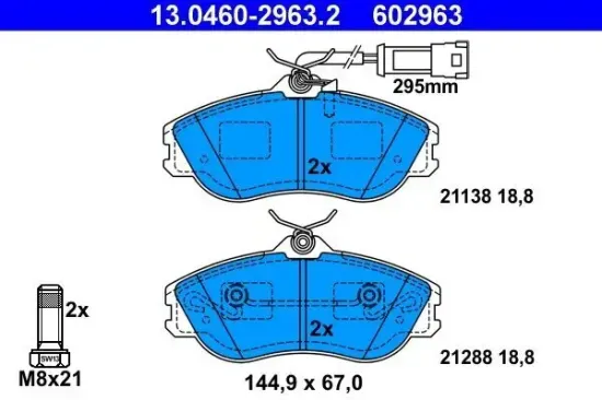 Bremsbelagsatz, Scheibenbremse ATE 13.0460-2963.2 Bild Bremsbelagsatz, Scheibenbremse ATE 13.0460-2963.2