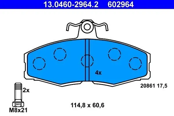 Bremsbelagsatz, Scheibenbremse ATE 13.0460-2964.2