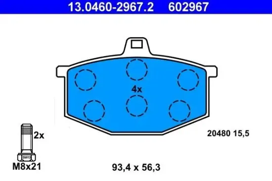 Bremsbelagsatz, Scheibenbremse ATE 13.0460-2967.2 Bild Bremsbelagsatz, Scheibenbremse ATE 13.0460-2967.2