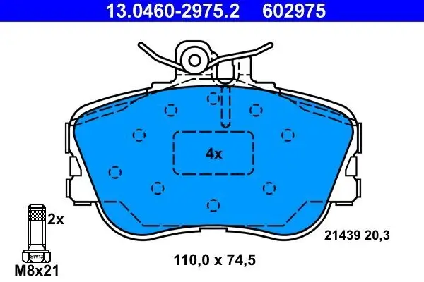 Bremsbelagsatz, Scheibenbremse ATE 13.0460-2975.2