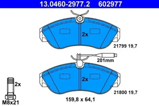 Bremsbelagsatz, Scheibenbremse ATE 13.0460-2977.2 Bild Bremsbelagsatz, Scheibenbremse ATE 13.0460-2977.2