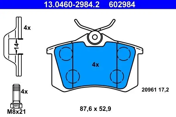 Bremsbelagsatz, Scheibenbremse ATE 13.0460-2984.2