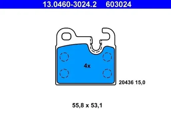 Bremsbelagsatz, Scheibenbremse Hinterachse ATE 13.0460-3024.2 Bild Bremsbelagsatz, Scheibenbremse Hinterachse ATE 13.0460-3024.2