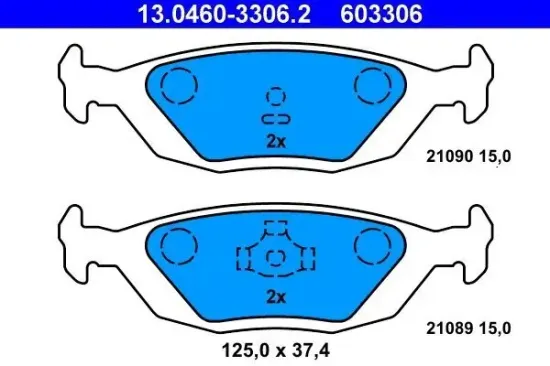 Bremsbelagsatz, Scheibenbremse ATE 13.0460-3306.2 Bild Bremsbelagsatz, Scheibenbremse ATE 13.0460-3306.2