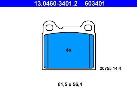 Bremsbelagsatz, Scheibenbremse ATE 13.0460-3401.2 Bild Bremsbelagsatz, Scheibenbremse ATE 13.0460-3401.2