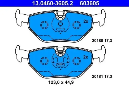 Bremsbelagsatz, Scheibenbremse Hinterachse ATE 13.0460-3605.2 Bild Bremsbelagsatz, Scheibenbremse Hinterachse ATE 13.0460-3605.2