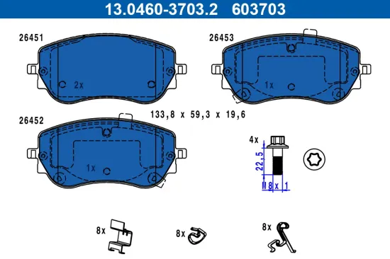 Bremsbelagsatz, Scheibenbremse Vorderachse ATE 13.0460-3703.2 Bild Bremsbelagsatz, Scheibenbremse Vorderachse ATE 13.0460-3703.2