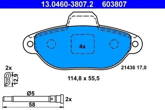 Bremsbelagsatz, Scheibenbremse ATE 13.0460-3807.2 Bild Bremsbelagsatz, Scheibenbremse ATE 13.0460-3807.2