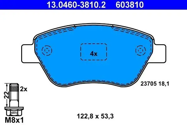 Bremsbelagsatz, Scheibenbremse ATE 13.0460-3810.2