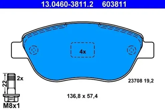 Bremsbelagsatz, Scheibenbremse ATE 13.0460-3811.2 Bild Bremsbelagsatz, Scheibenbremse ATE 13.0460-3811.2