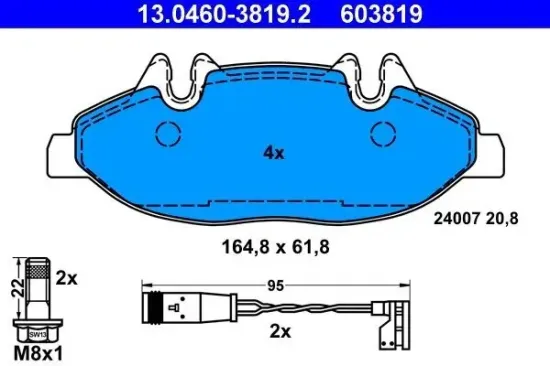 Bremsbelagsatz, Scheibenbremse ATE 13.0460-3819.2 Bild Bremsbelagsatz, Scheibenbremse ATE 13.0460-3819.2