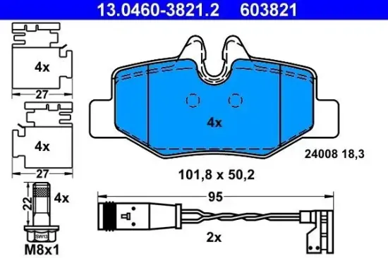 Bremsbelagsatz, Scheibenbremse ATE 13.0460-3821.2 Bild Bremsbelagsatz, Scheibenbremse ATE 13.0460-3821.2