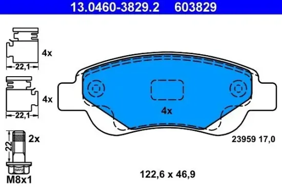 Bremsbelagsatz, Scheibenbremse ATE 13.0460-3829.2 Bild Bremsbelagsatz, Scheibenbremse ATE 13.0460-3829.2