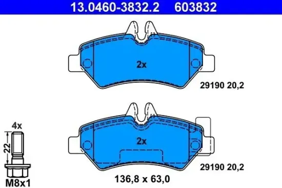 Bremsbelagsatz, Scheibenbremse ATE 13.0460-3832.2 Bild Bremsbelagsatz, Scheibenbremse ATE 13.0460-3832.2