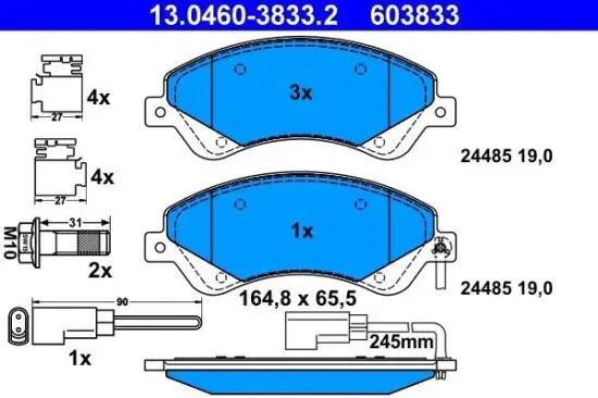 Bremsbelagsatz, Scheibenbremse ATE 13.0460-3833.2 Bild Bremsbelagsatz, Scheibenbremse ATE 13.0460-3833.2